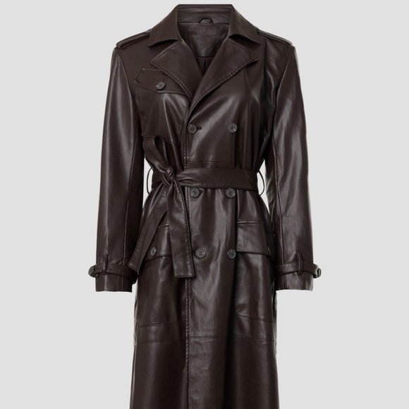 Osman Yousefzada Collective, Faux Leather Trench Coat, Size 16 - Picture 1 of 16